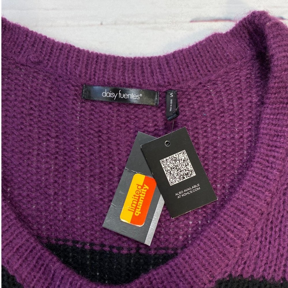 Daisy Fuentes Color Block Mini Sweater Dress Scoop Neck Size Small NWT - Picture 4 of 8